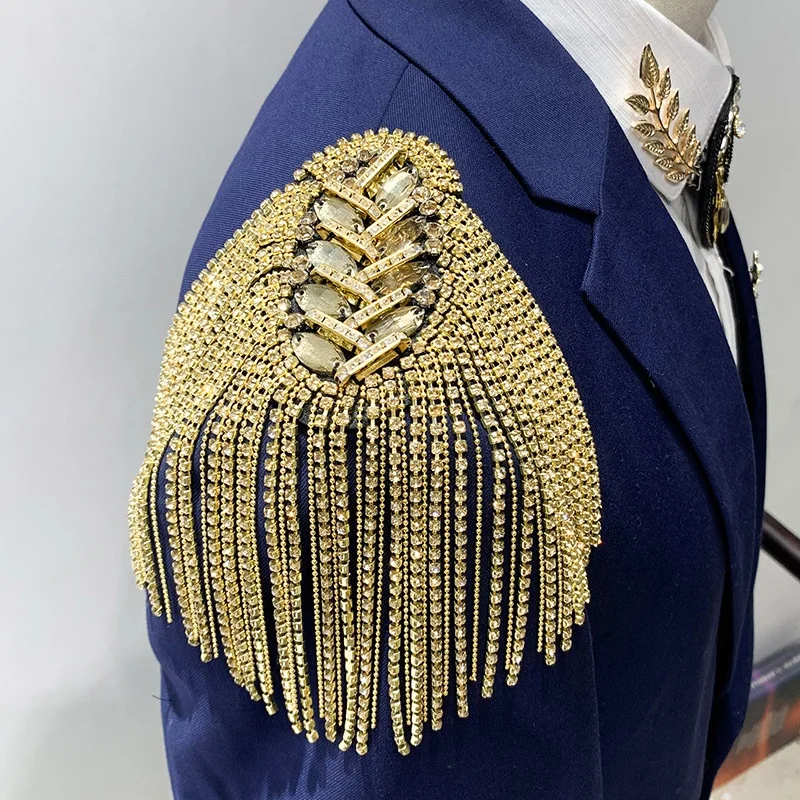 1PCS Fashion Handmade Shoulder Jewelry Tassel Rhinestones Epaulettes Clothing Accessories Brooch Epaulet Shoulder Brooches Gift