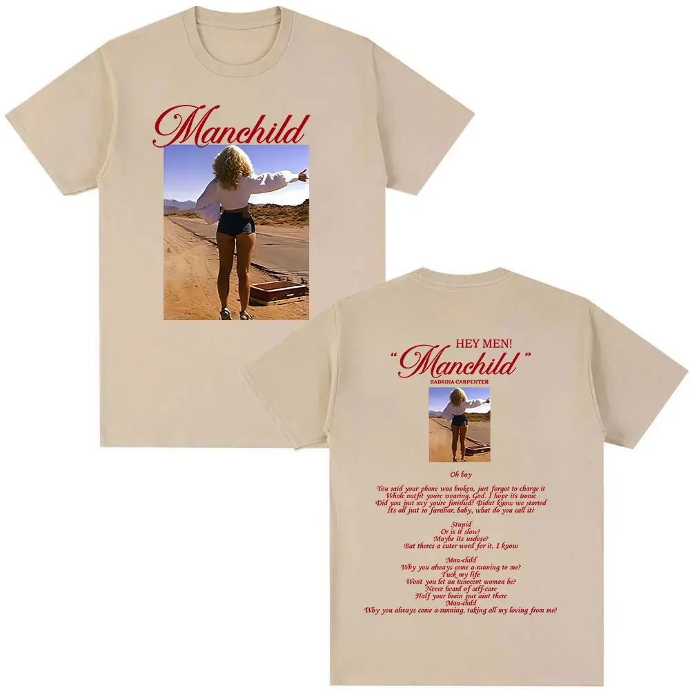 

Sabrina Carpenter Manchild Tour 2025 футболки с рисунком для мужчин и женщин Harajuku винтажная модная футболка эстетические хлопковые футболки большого размера