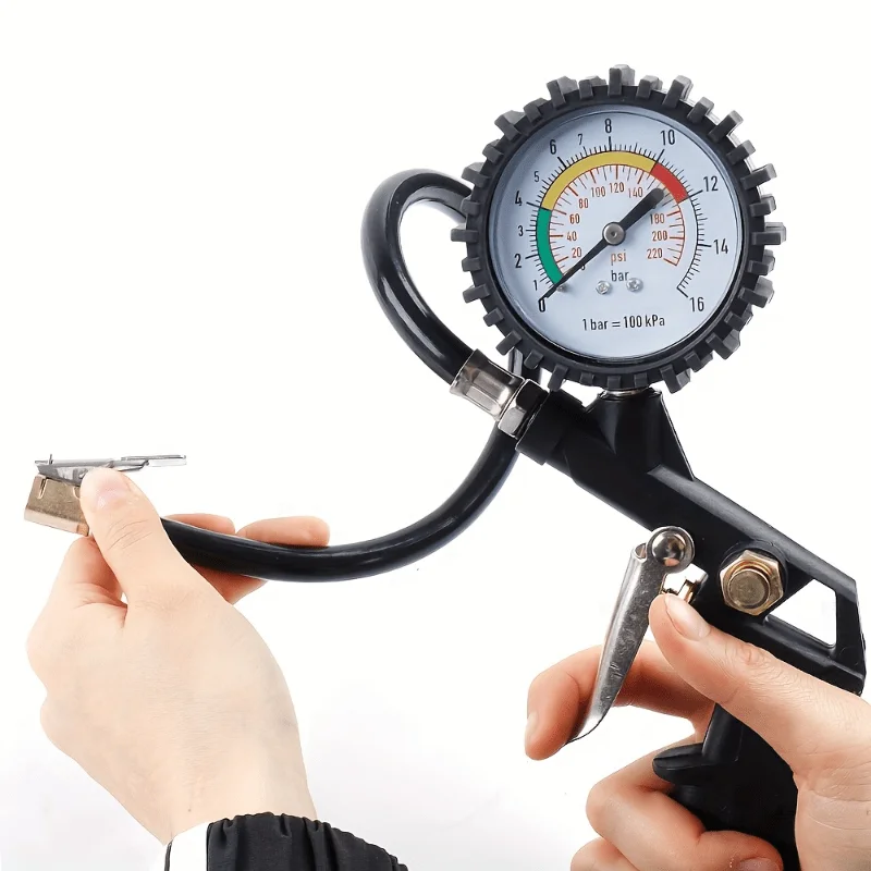 Car Tire Inflator Gun with Pressure Gauge, Multifunctional Air Chuck Inflating Tool, Tyre Pressure Measuring Tool for Garage