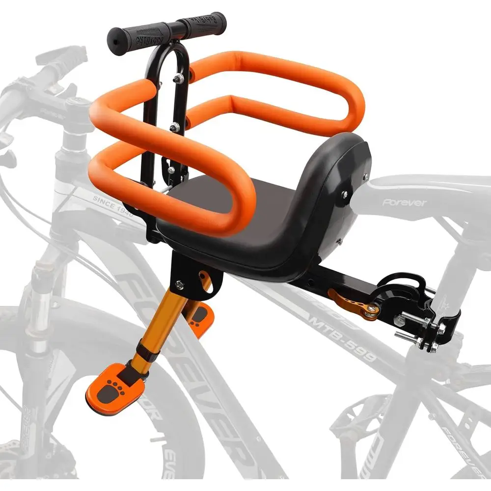 

Child Bike Seat with Handlebar, Detachable Front Mount Seat for Kids 2-5 Years, Footrest Included, Fits All Adult Bikes