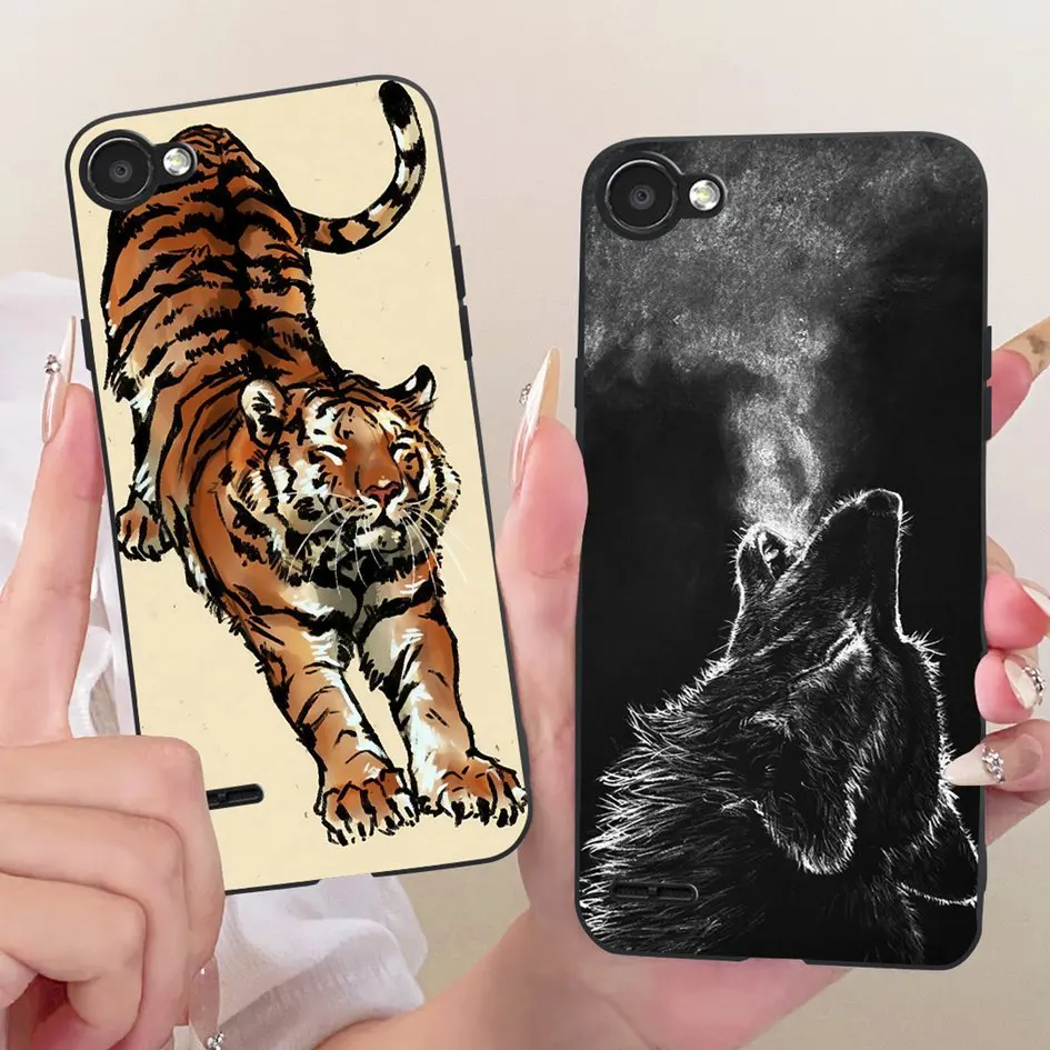 Funda para LG Q6 Alpha, funda para LG Q6 Plus X600 X600K X600S M700, diseño de tigre y lobo, parachoques de silicona suave para LGQ6 Q6a Fundas