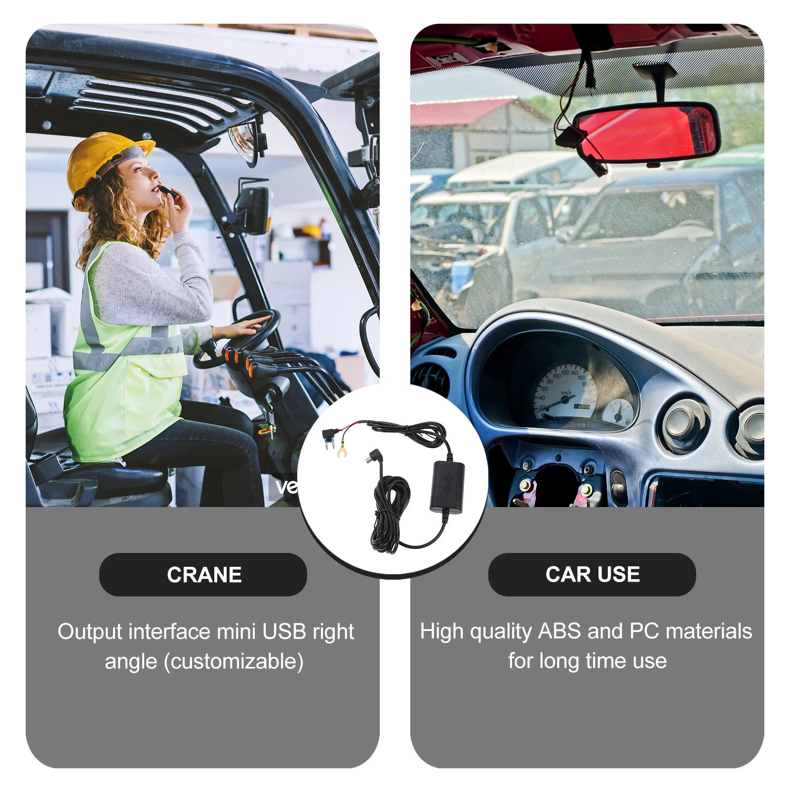 

1pc Power Cable For Car Recorder Abs Pc Material Dashcam Power Cord Installation Dvr Recorder