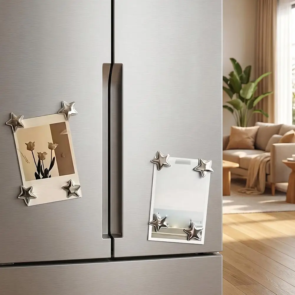 10/20PCS Aesthetic 3D Silver Star Magnets Metal Fridge Sticker For Refrigerator Whiteboard Photo Message Fixing Room Decor Gift view 5