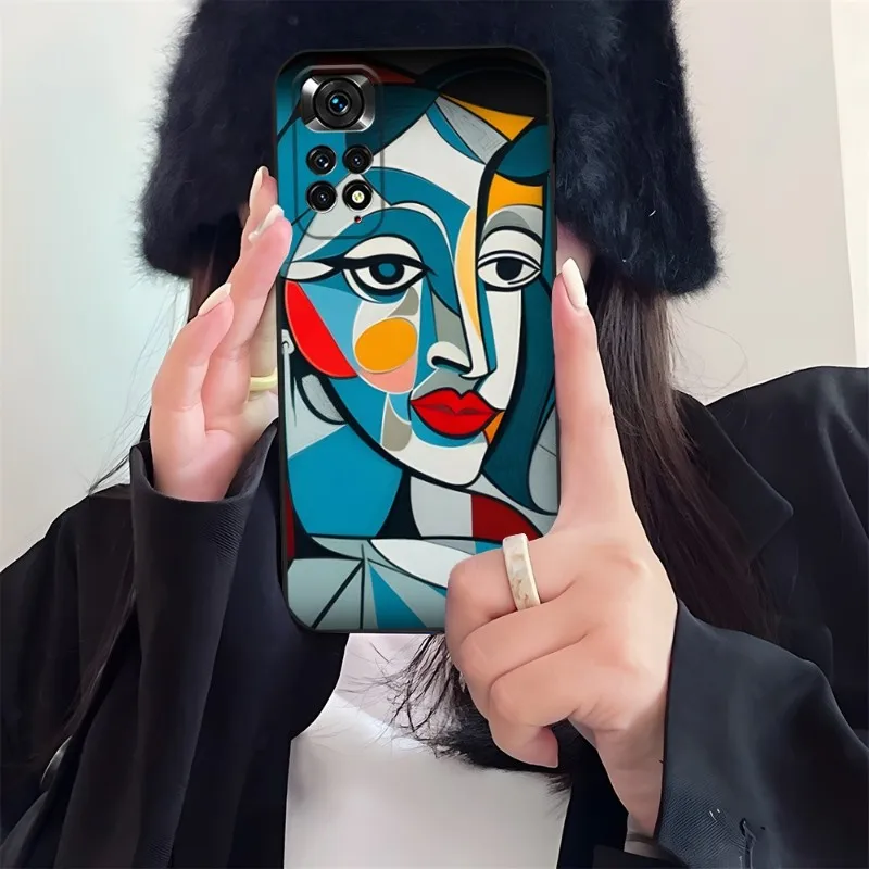 Picasso casing ponsel lukisan seni abstrak untuk Redmi Note 12S 12 11S 11 10 9S 8T 7 8 9 9T 10X A2 Pro Plus penutup silikon cangkang