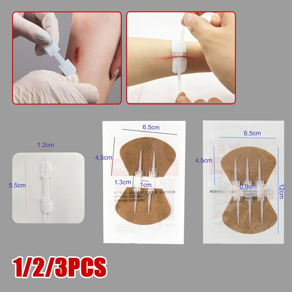 

1/2/3pcs Zipper Bandage Painless Wound Closure Device Suture-free Wound Dressing Patches Zip Suture Reducer Bandage Patch Cloth