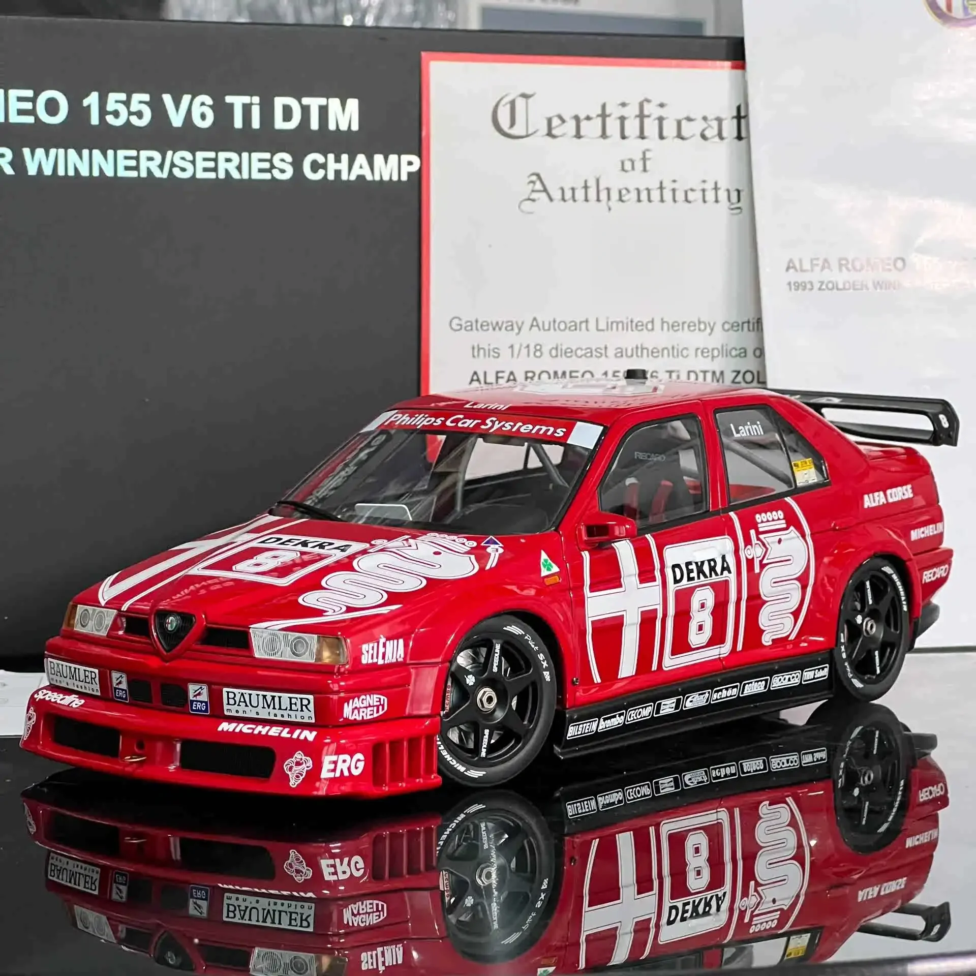 Autoart 1:18 Alfa 155 V6 Ti DTM #8 1993 Alloy Fully Open Simulation Limited Edition Alloy Metal Static Car Model Toy Gift