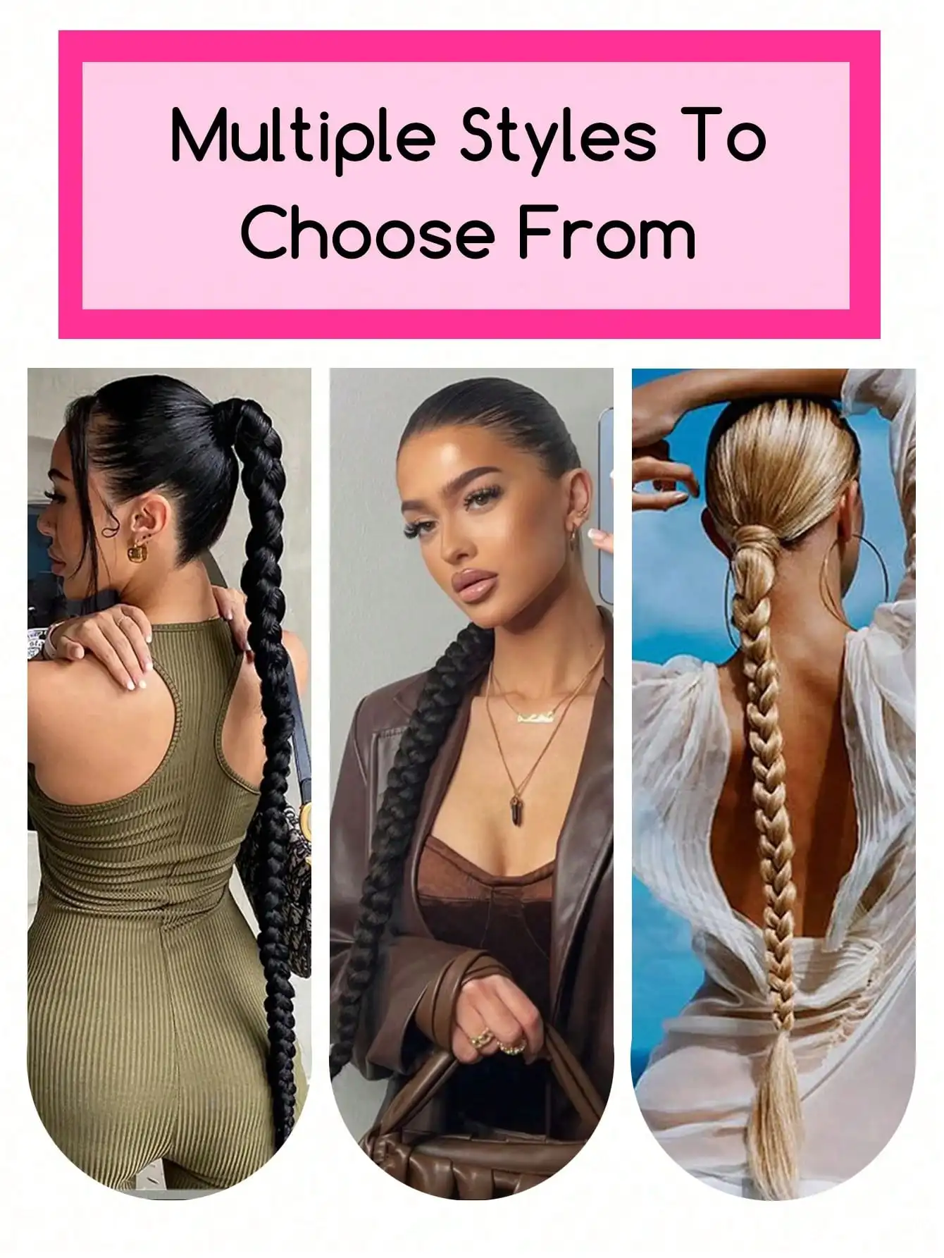 YELOWTIM Synthetische 28-Zoll-lange Pferdeschwanzverlängerungen mit elastischem Band, vielseitiger DIY-geflochtener Pferdeschwanz für Frauen und Mädchen, Schwarz, Braun