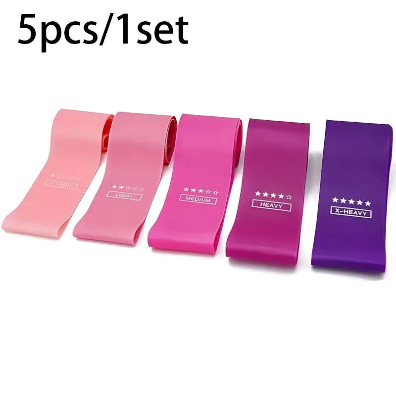 5 Piece Exercise Resistance Bands, Latex Loop Set. For Strength Training, Home & Travel image 3