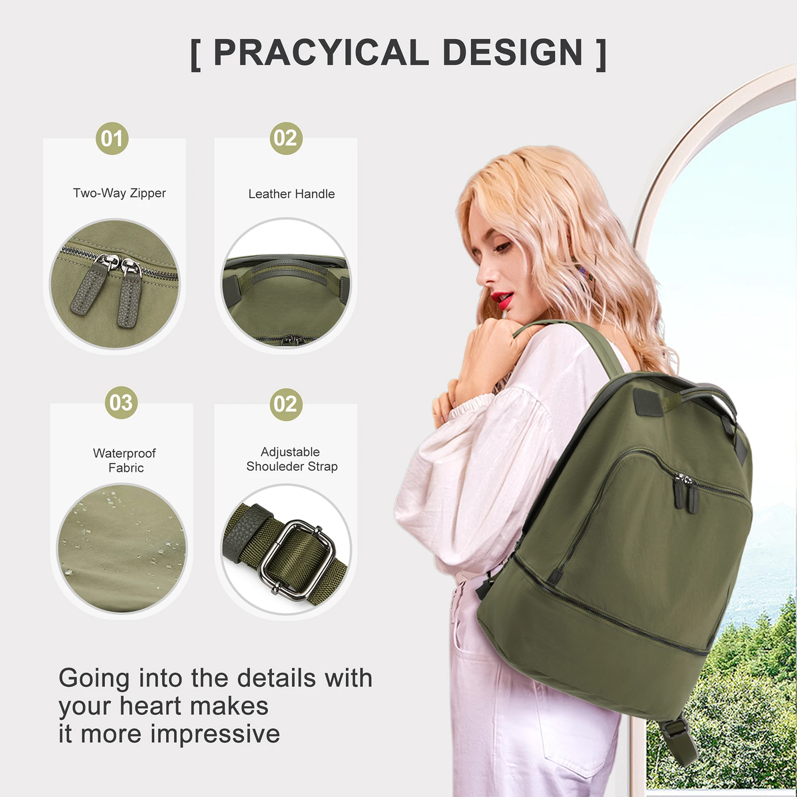 Fashion Women\'s Travel Backpack Female Casual lulu Backpack Carry on Bags With Shoe Compartment Waterproof Backpack Laptop Bag