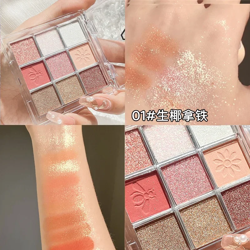 Paleta Cieni do Powiek z Brokatem 9 Kolorów Primer do Cieni Wodoodporny Nude Pigment do Powiek Matowy Błyszczący Matowy Puder do Makijażu Oczu Zestaw