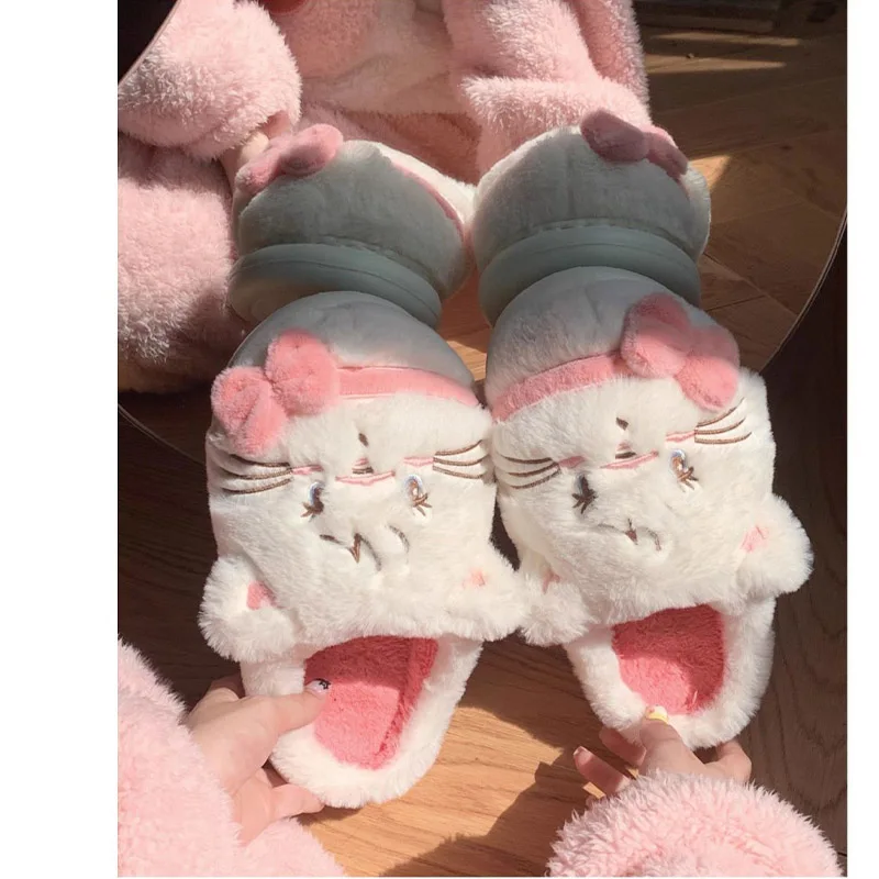 Kawaii Mikko Slippers Warm Cotton Slippers Cute Cartoon Girls' Hearts Women's Cute Winter Student Non-slip Home Shoes Gifts Toys
