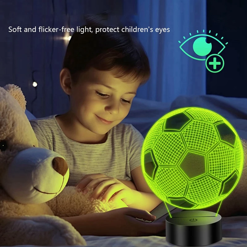 ABDJ-футбольная лампа для детей, 3D-илюзия, ночник, 16 цветов, пульт дистанционного управления, идеальный подарок для мальчиков,