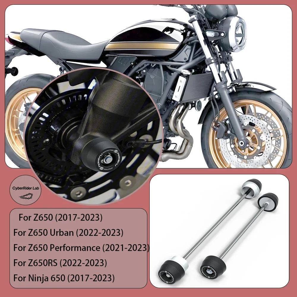 

For Kawasaki Z650/Ninja650 2017-2023 Front/Rear Wheel Spindle Anti-Crash Guards - Spindle Protectors Rider Gift​