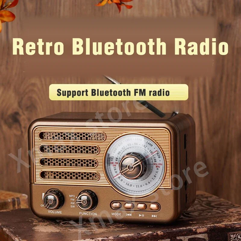 Luxury Design Wireless Bluetooth Speaker Vintage  FM Radio Receiver Rechargeable HIFI Sterero Mp3 PlayerSUPPORT USB/SD/TF