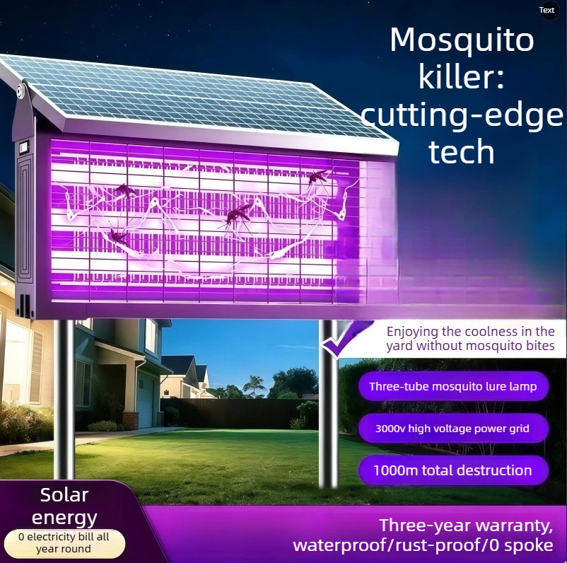 High Power Solar Mosquito Killer Lamp Outdoor Professional Mosquito Killer Waterproof Fly Trap for Farm Backyard Orchard Patio image 3