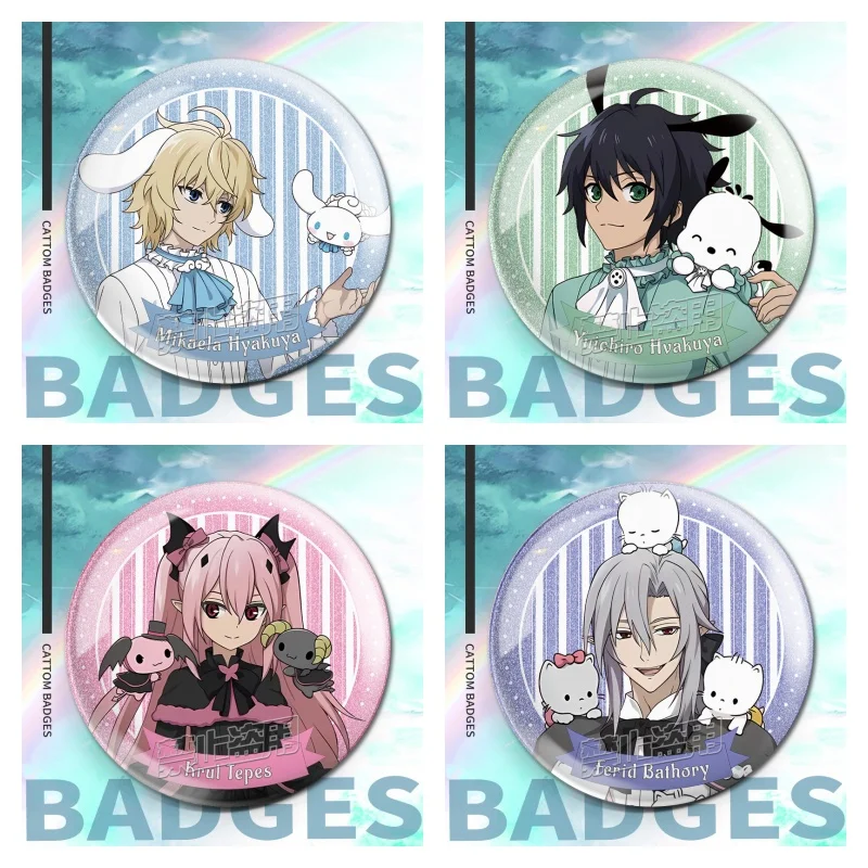 Seraph of the end Anime Figures Yuichiro Hyakuya Shiho Kimizuki Metal Badge Mikaela Hyakuya Christmas Pins Exquisite Decor Gift