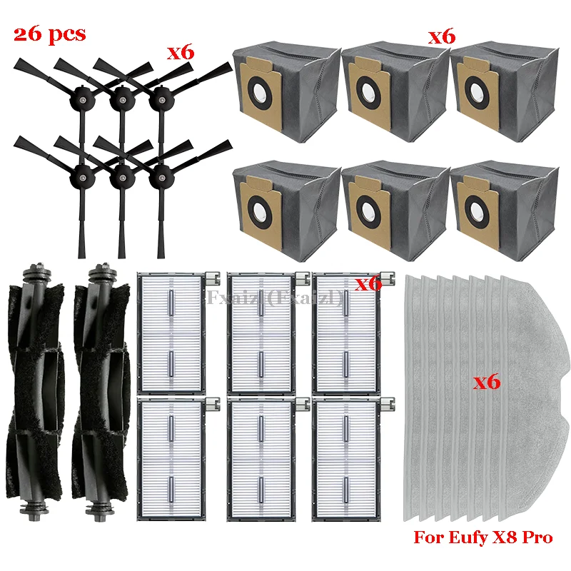 Voor Eufy X8 Pro Robot Zijborstel Hepa Filters Mop Doeken Mop Doek Rag Stofzak Stofzuiger Onderdelen Vervanging Accessoires