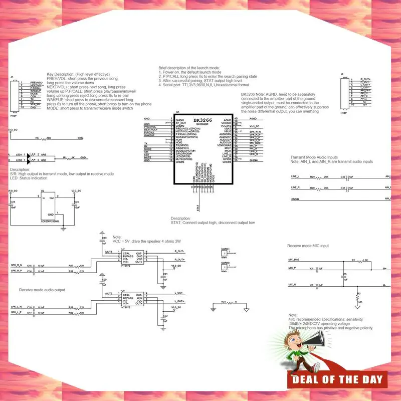 Dostawa w 24 godziny Moduł Bluetooth V5.0 Stereo BK3266 AT Renamed Serial Control Receiver Transmitter All-In-One Module