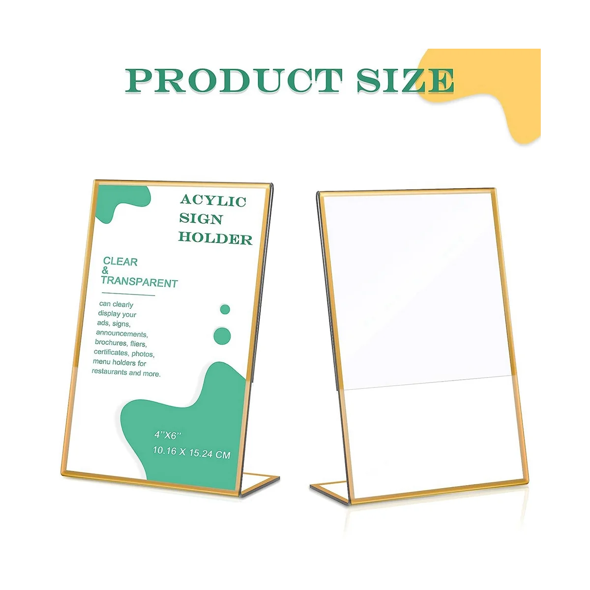 12PCS Gold Frame Acrylic Sign Holder Wedding Table Number Holder Slanted Menu Double Sided Stand, 4X6Inch Vertical