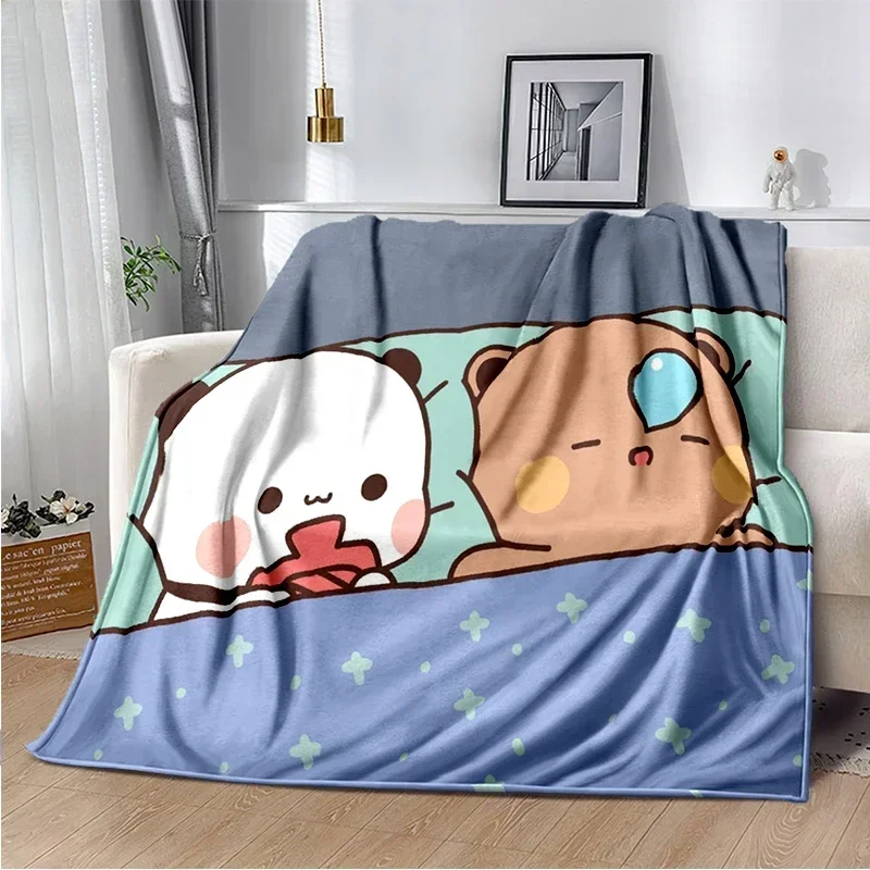 Coperta con stampa di cartoni animati Orso e Pa Serie carina Bubu Dudu per bambini Calda flanella Morbida e confortevole letto per la casa