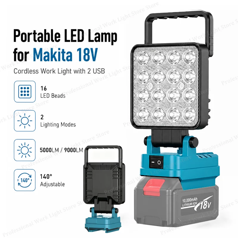 

Portable led lamp for makita 18v, Lithium for makita battery light, Outdoor Camping led lamp makita 18v, cordless makita 18v led