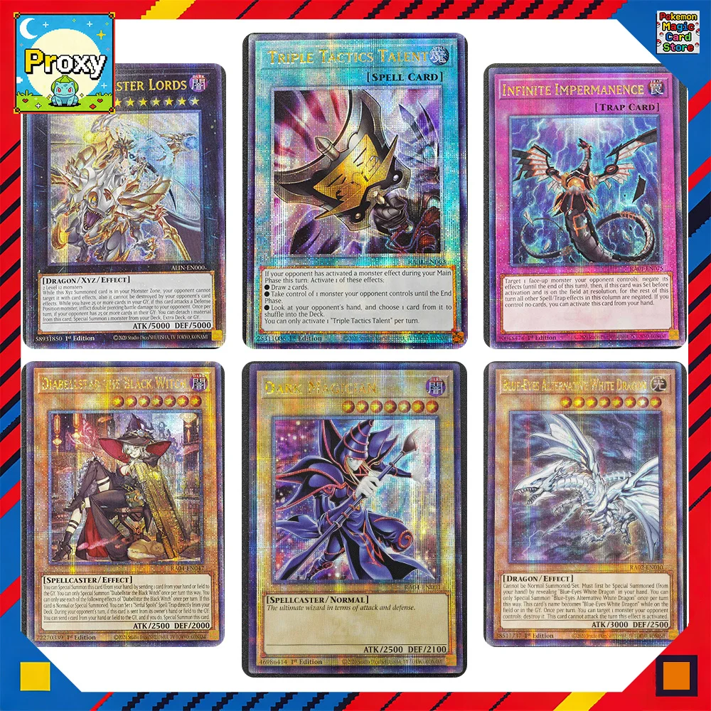 

Югио! Коллекционные золотые карты-прокси Foil QCSCR Game YGO: 25-я серия, Pot of Greed, Dragon Master Lords, Triple Tactics, Talent