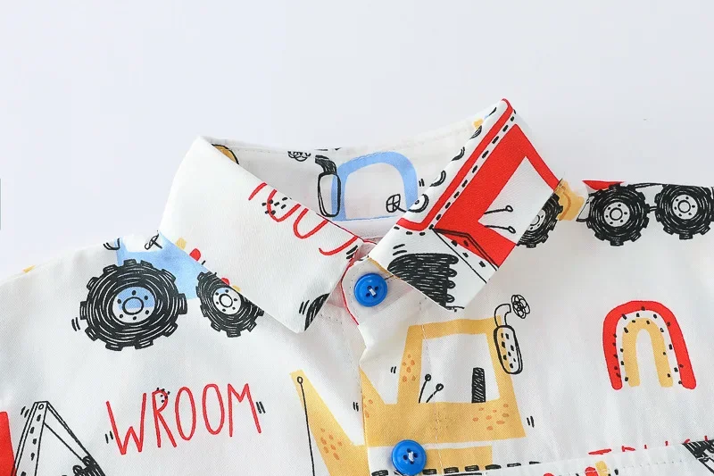 Summer Children Fashion Boys Clothes Cartoon Excavator Cotton T Shirts Shorts 2Pcs/Sets Toddler Casual Costume Kids Tracksuits