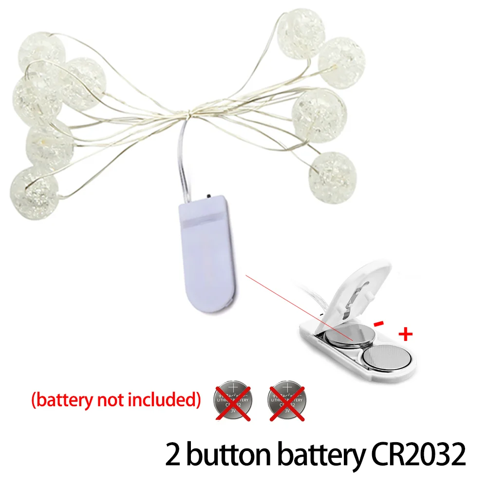 Led Copper Wire Ball String Lights Button Battery Light Waterproof Fairy Lights DIY Garland Christmas Wedding Party Decoration