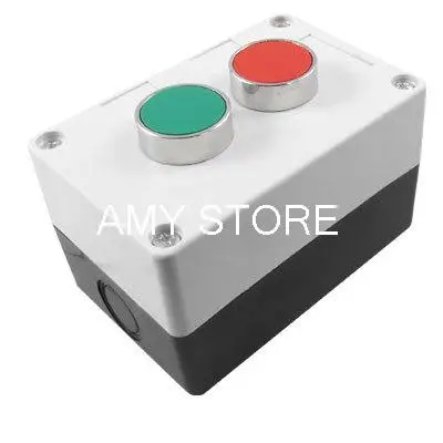 

Momentary Spring Returned Push Button Switch Rectangle Station Box Red 1NC Green 1NO