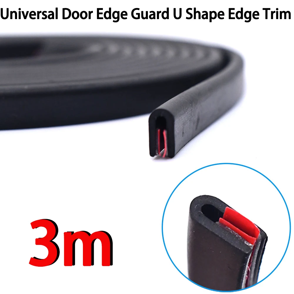 3m Car Door Edge Seal Strip Auto Rubber Side Door Filler U Shape Protector Sealing Strips Noise Insulation Car Accessories