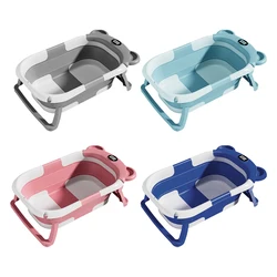 Real-Time Temperature Display Bath Bucket Non-Slip Foldable Folding Bathtub Silicone Kids Tub for Shower at Travling Or Bathroom