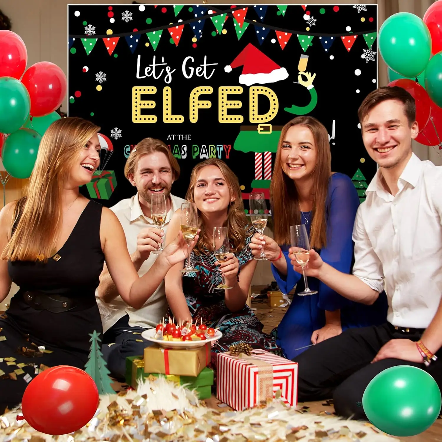 LaVenty Lets Get Elfed Up Backdrop Lets Get Elfed Up Balloons Lets Get Elfed Up Decoration Elf Party Decoration