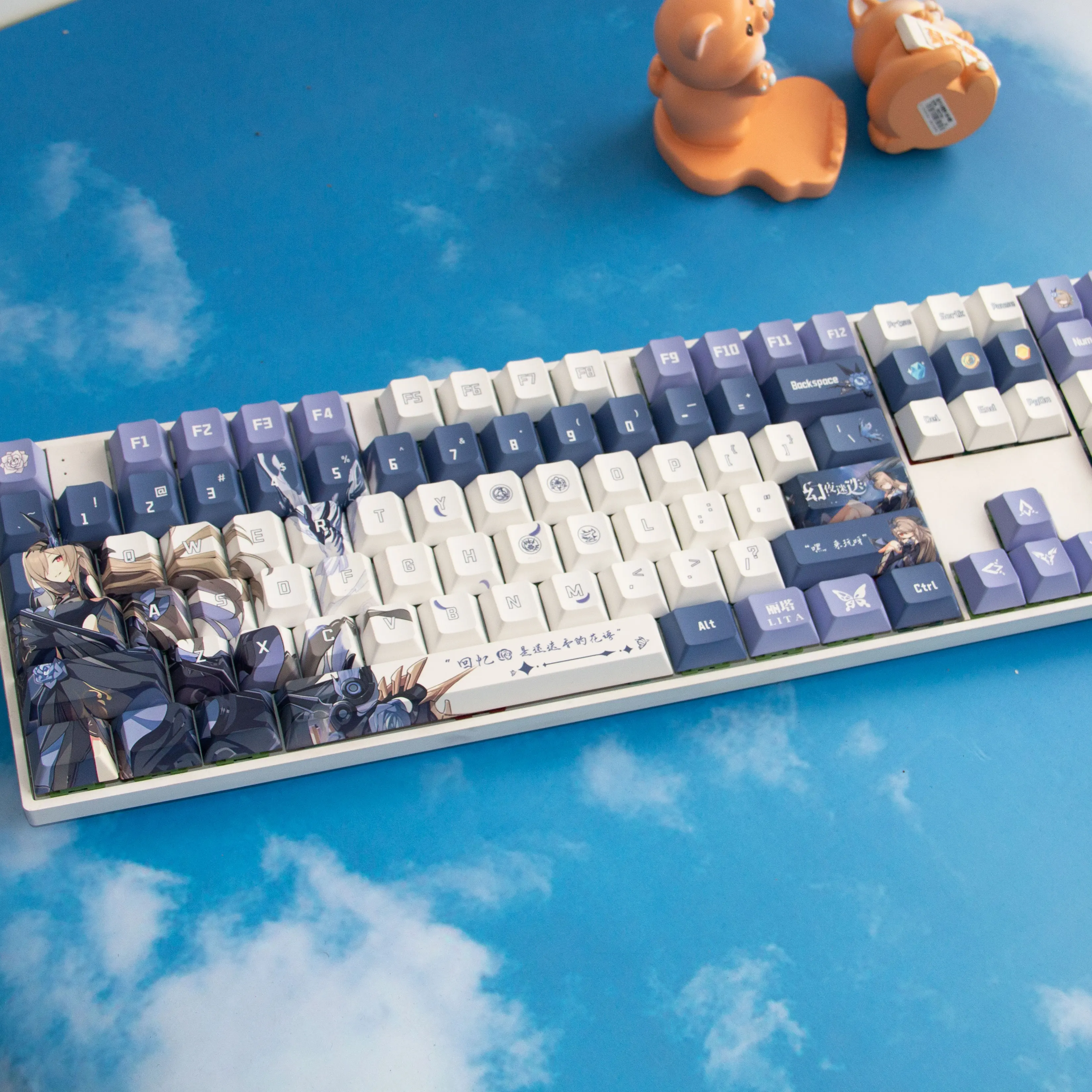 120 Keys Honkai Impact 3rd Rita Keycaps Chreey PBT Anime Game Side-print Transparent Dye-Sub Mechanical Keyboard Caps