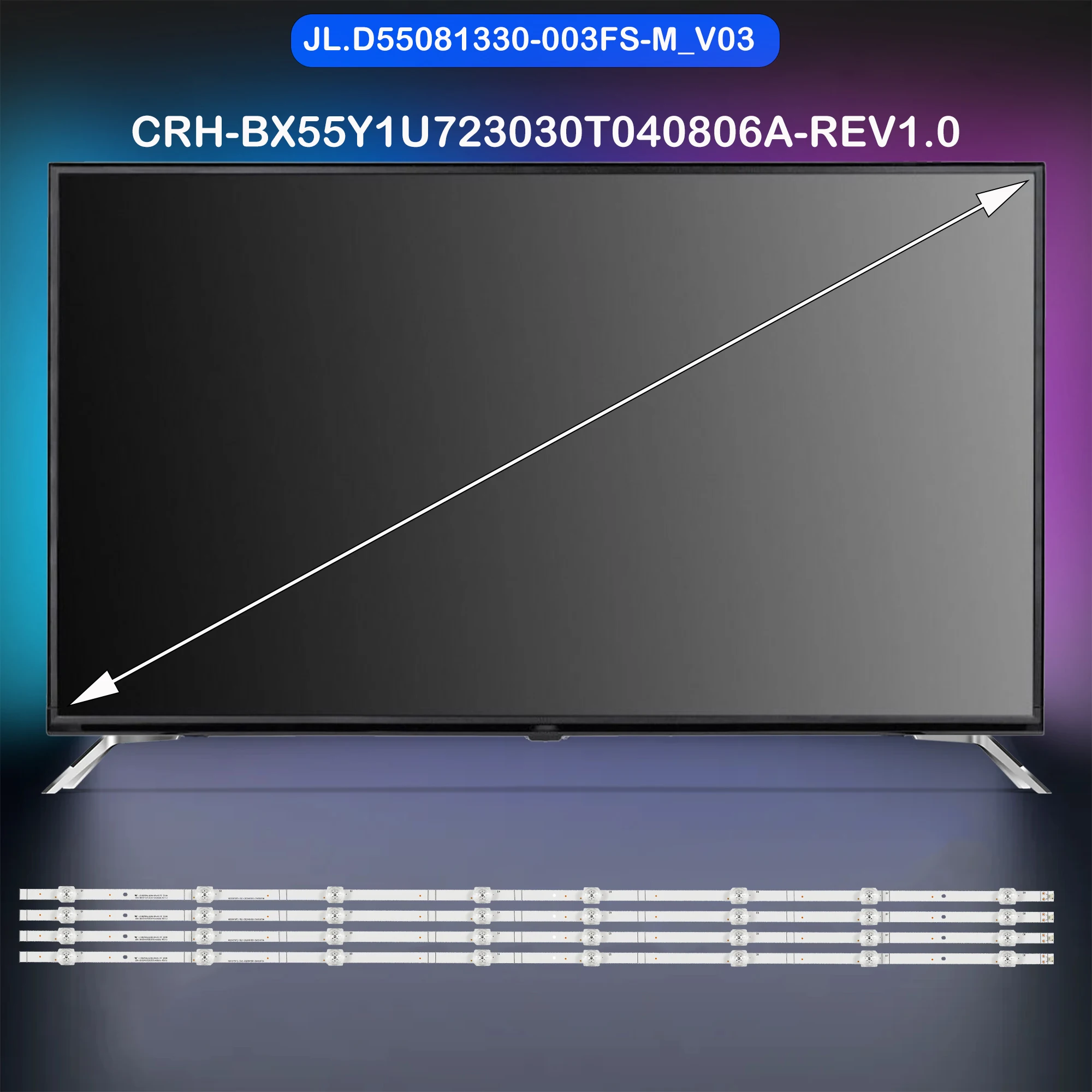 Tira de retroiluminación LED para 55R6000GM 55R6000 55R6000G JL.D55081330-003FS-M_V03 CRH-BX55Y1U723030T040806A-REV1.0