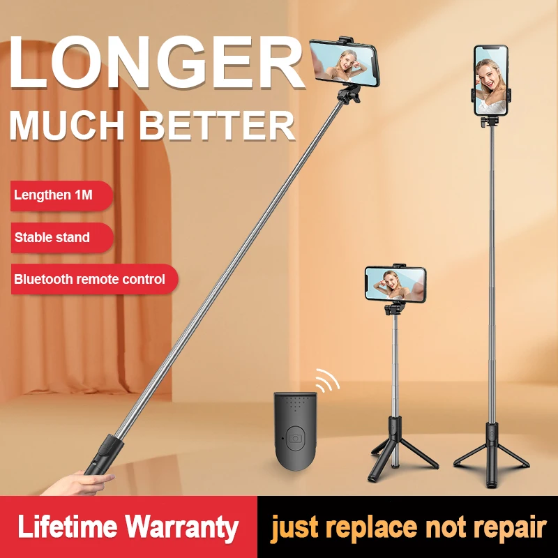 

Ultra Portable Tripod Phone Bluetooth Selfie Stick with Remote Control Foldable Retractable for Huawei IPhone and Android