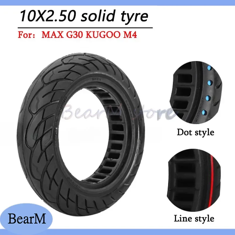 10 Inch 10x2.50 Solid Tire for Razor Ninebot MAX G30 G30P G30LE G30LP Electric Scooter Parts