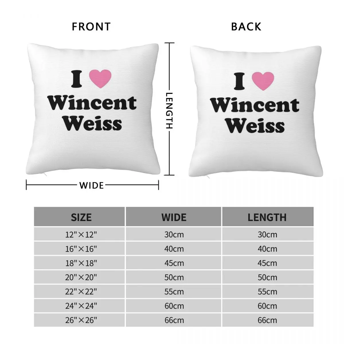 I Love Wincent Weiss Square Pillowcase Polyester Linen Velvet Printed Zip Decorative Pillow Case Sofa Cushion Cover