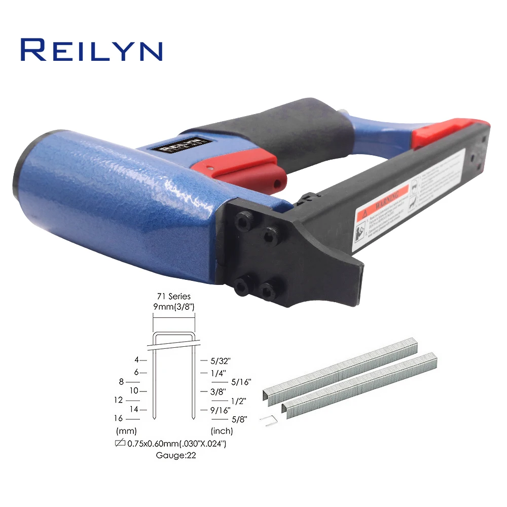 REILYN 7116-421 Pneumatic Fine Wire Stapler 22Ga 4-16mm for Securing Soft Furnishings And Lightweight Leather Materials