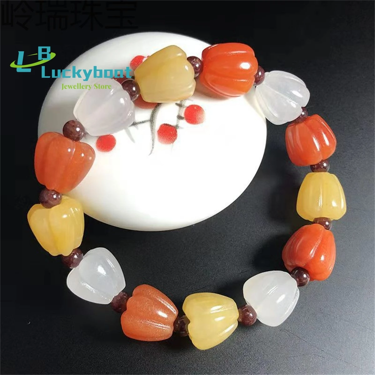 Natural Xinjiang Golden Silk Jade Chili Pepper Single Loop Handstring Business is Red and Hot Jewelry Gifts Women  Exquisite