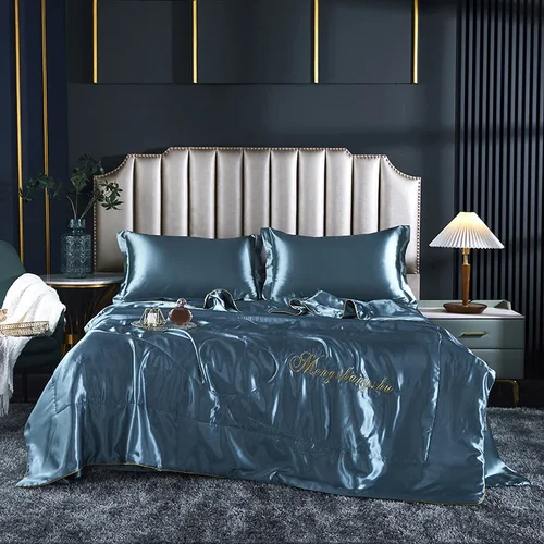 단색 부드러운 여름 이불 빛 럭셔리 쿨 실크 에어컨 얇은 이불, 부드러운 피부 친화적 얇은 담요, 세탁 가능 