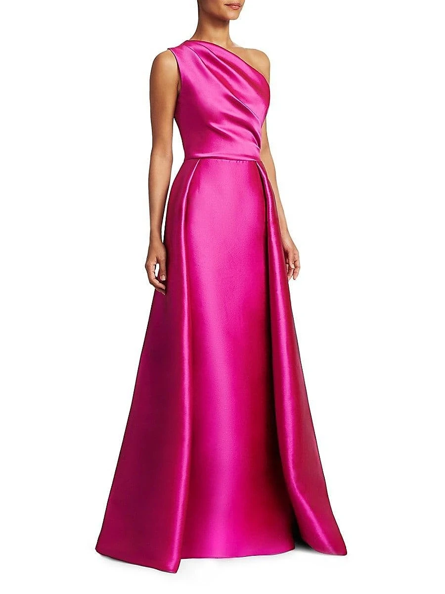 Royal Blue Evening Dresses Sleeveless One Shoulder Satin with Overskirt Prom Formal Gowns Robe De Soiree Abendkleider