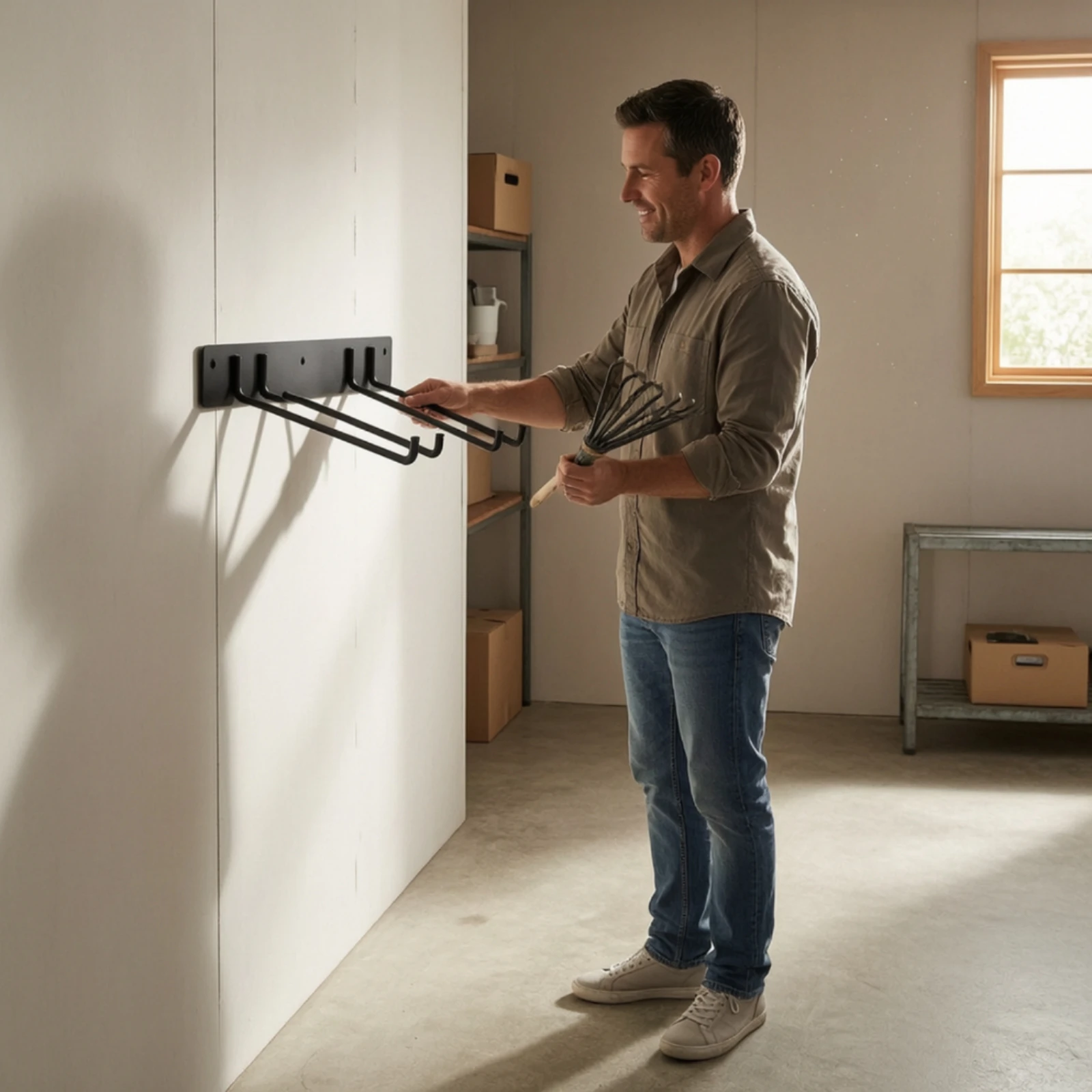 2 Pieces Wall Tool Organizer with Support Arms Waterproof Garage Tool Rack with Hooks Weatherproof Heavy-Duty for Shed