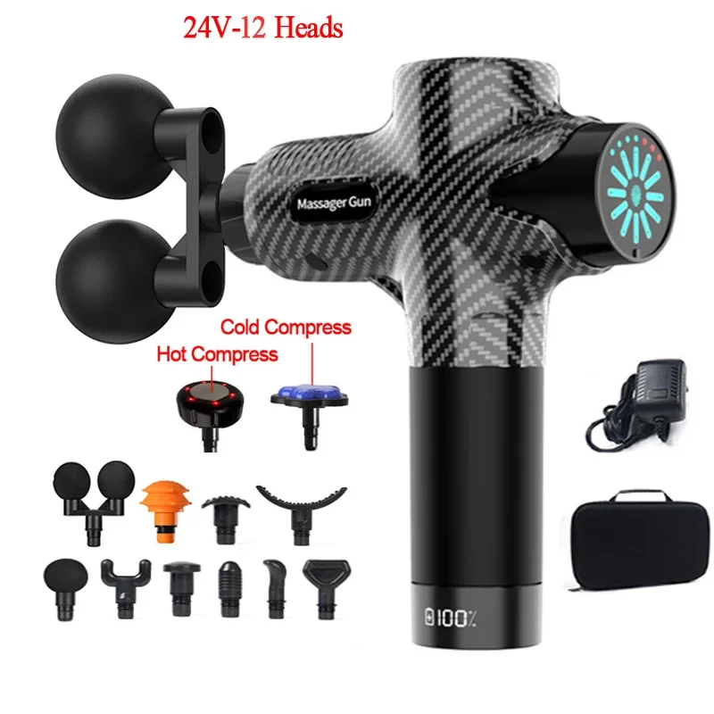 

24V Professional Massage Gun Electric 12Head High Frequency Percussion Fascia Gun Deep Tissue Muscle Neck Body Relax Fitness