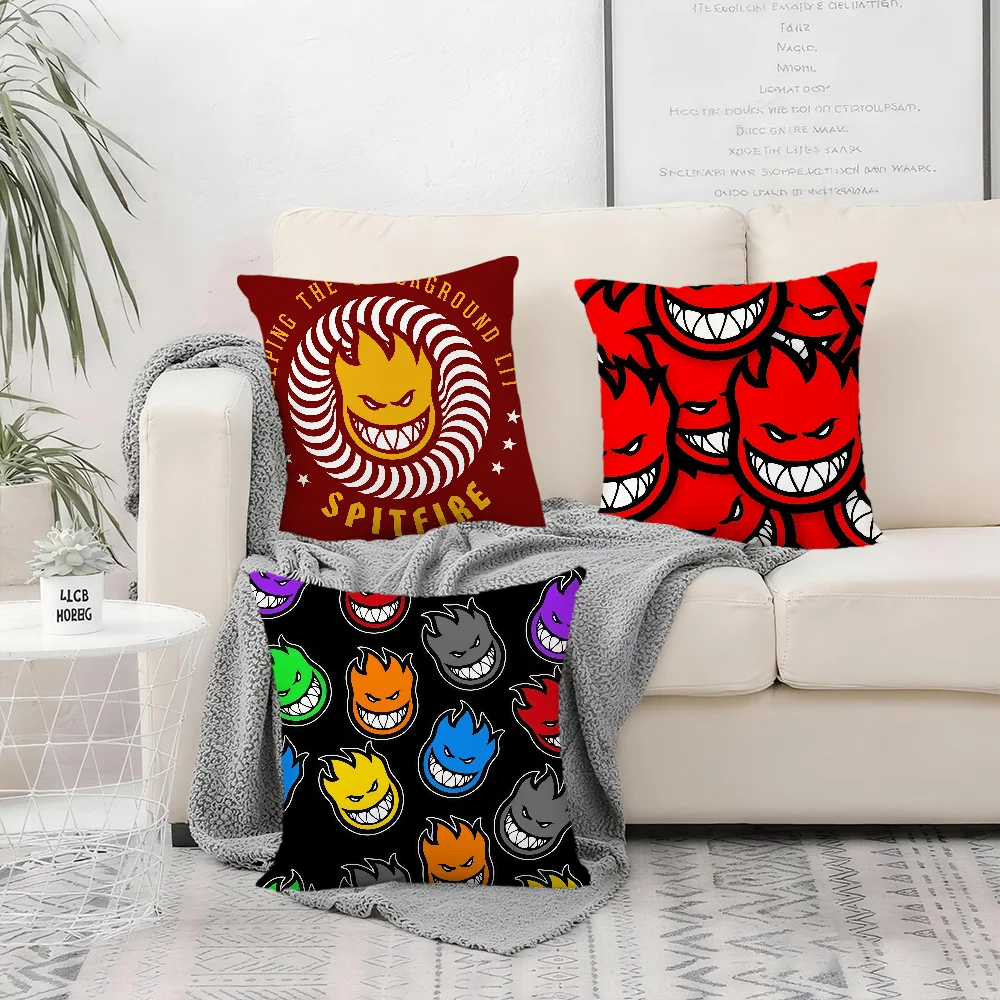 S-Spitfire logo W-Wheels cushion cover Bedroom Sofa Decorative home Car portable Cushion Cover With Zipper Soft pillowcase