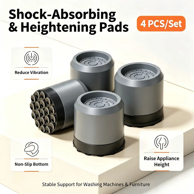 Universal Washing Machine Anti-Vibration Base Stabilizer - Silent Noise Reduction Anti-Slip Height Increasing Thick Foot Pad