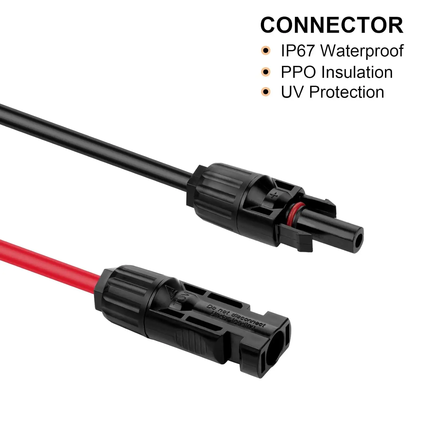 3FT 10AWG Solar Panel Extension Cable with Female and Male Connectors, Solar Cable for Solar Panels, Charge Controllers