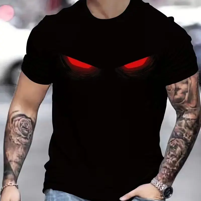 Fresh Drop 2026-2027 Y2K Punk Red Devil Eyes Dark Graphic Tee Unisex Short Sleeve Streetwear T Shirt