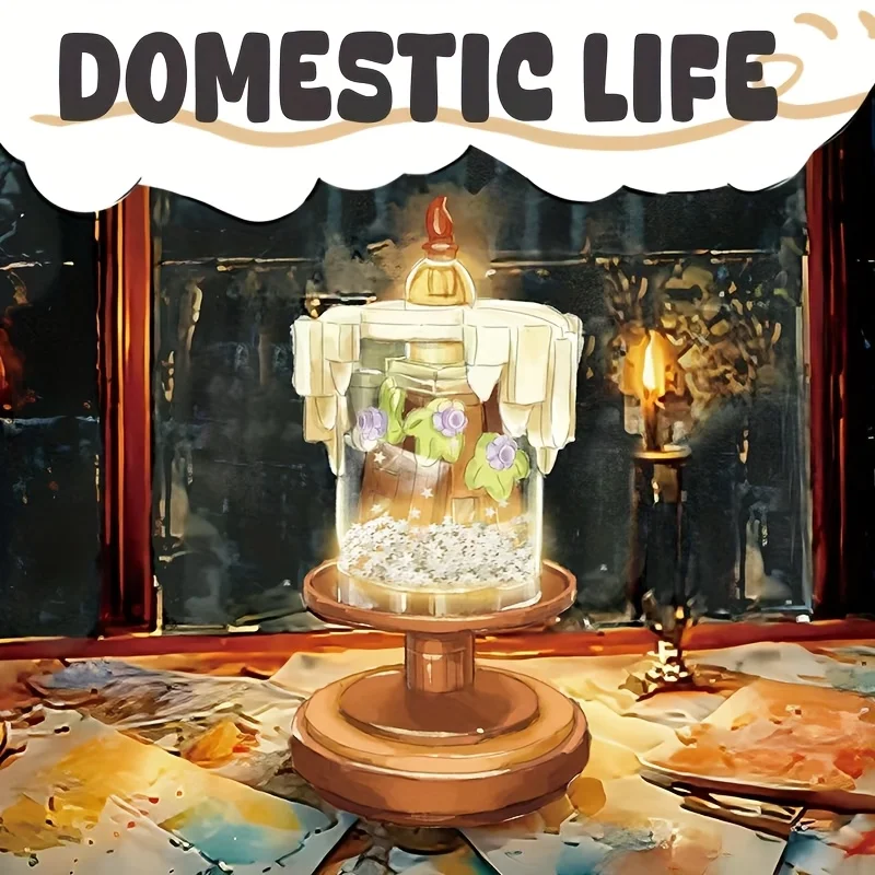 

Creative small particle building block candle light model holiday atmosphere ornament model Valentine's Day New Year birthday gi