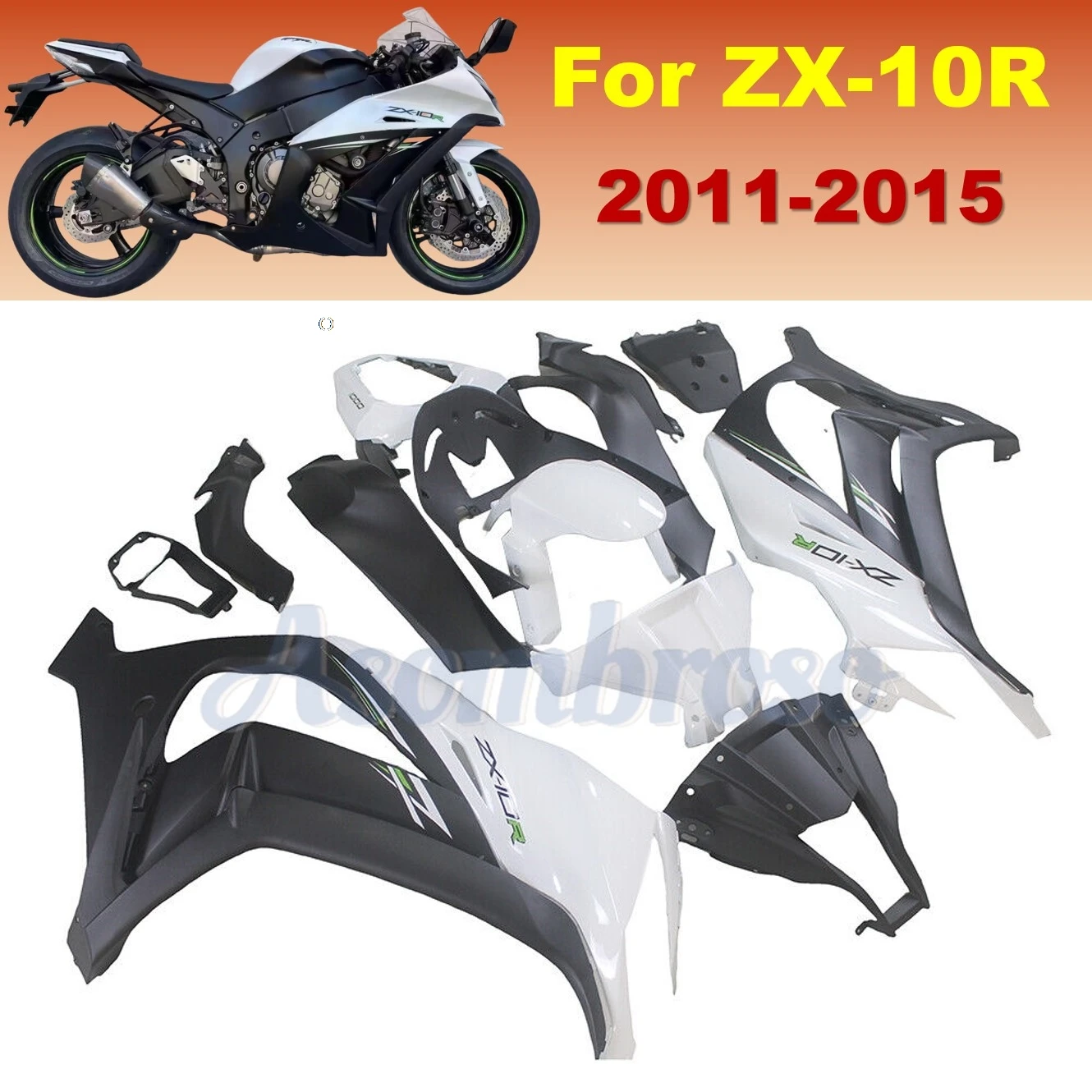 Full Custom Paint Bodywork for Kawasaki Ninja 636 ZX10R 2011 2012 2013 2014 2015 - ABS Custom Fairings Kit with Design