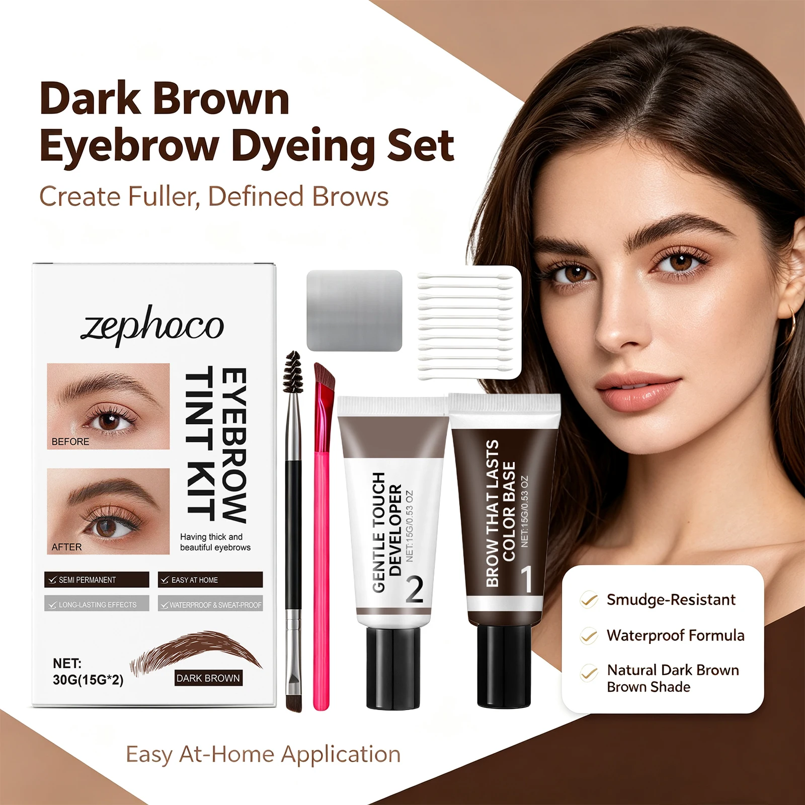 Eyebrow Tint Kit for Natural 3D Brows Long Lasting Smudge Proof Waterproof Stereoscopic Eyebrow Shape Eyes Makeup Tools